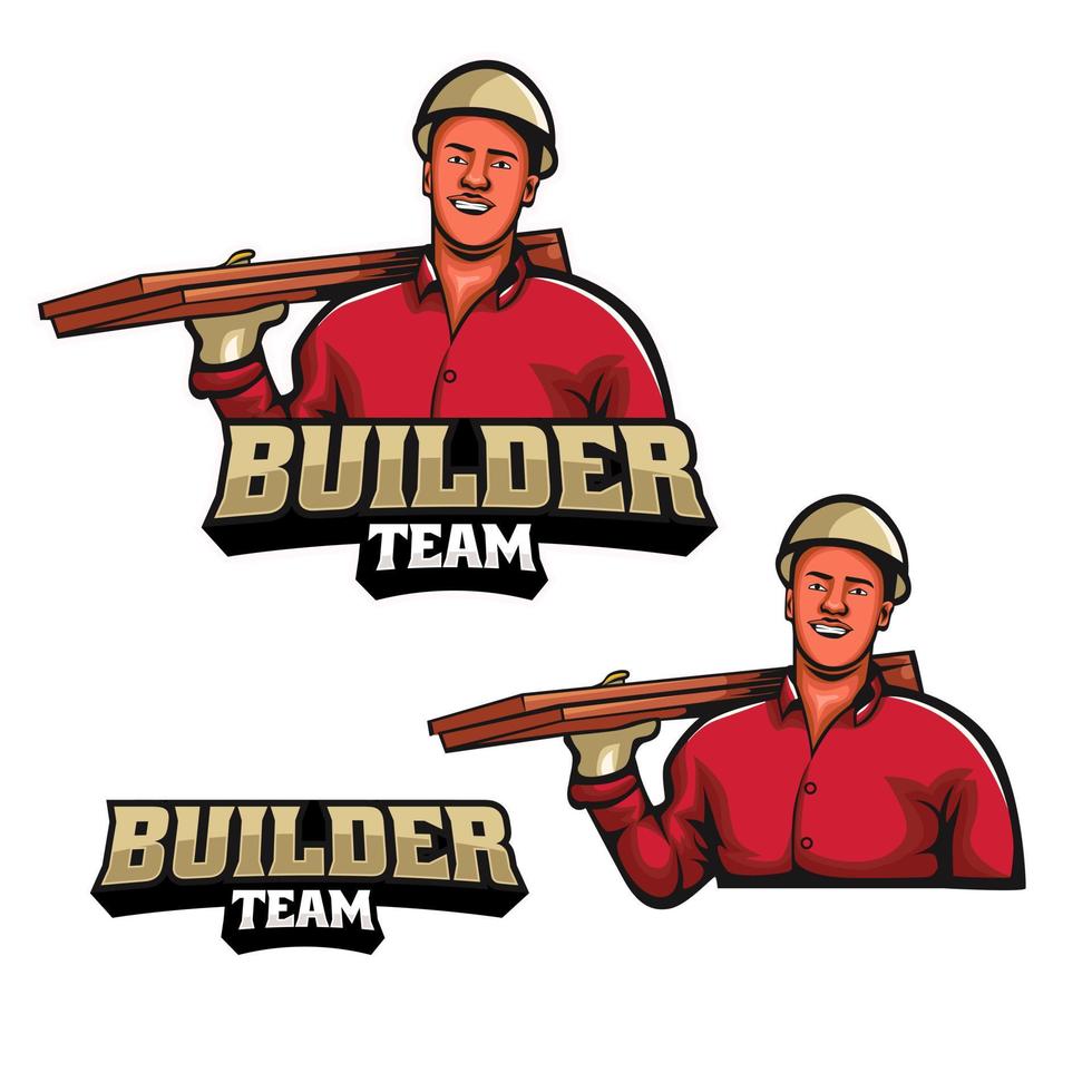 Builder-Team-Maskottchen-Logo-Vorlage vektor