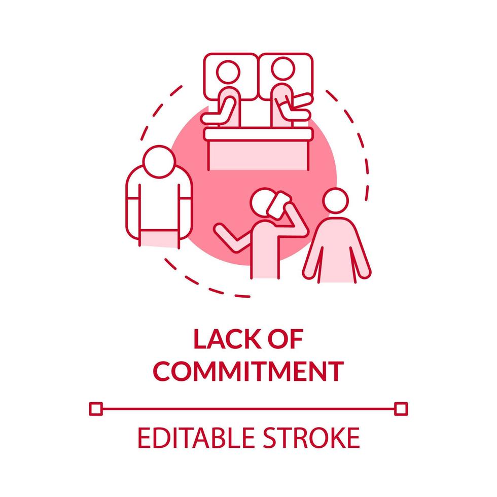 Symbol für fehlendes Engagement rosa Konzept. Kommunikationsproblem. Scheidungsgrund abstrakte Idee dünne Linie Illustration. isolierte Umrisszeichnung. editierbarer Strich. Roboto-Medium, unzählige pro-fette Schriftarten verwendet vektor