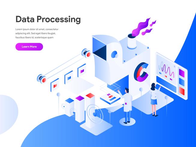 Datatillverkning Isometric Illustration Concept. Modernt plandesignkoncept av webbdesign för webbplats och mobilwebbplats. Vector illustration EPS 10