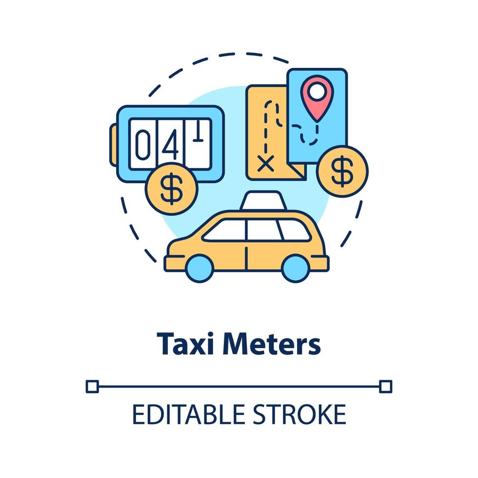 Symbol für das Konzept der Taxameter. Rechengerät. Start der abstrakten Idee des Liefergeschäfts, dünne Linie Illustration. isolierte Umrisszeichnung. editierbarer Strich. Roboto-Medium, unzählige pro-fette Schriftarten verwendet vektor