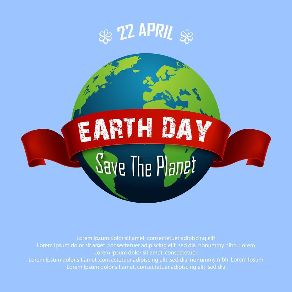 jordens dag 22 april och rött band vektor