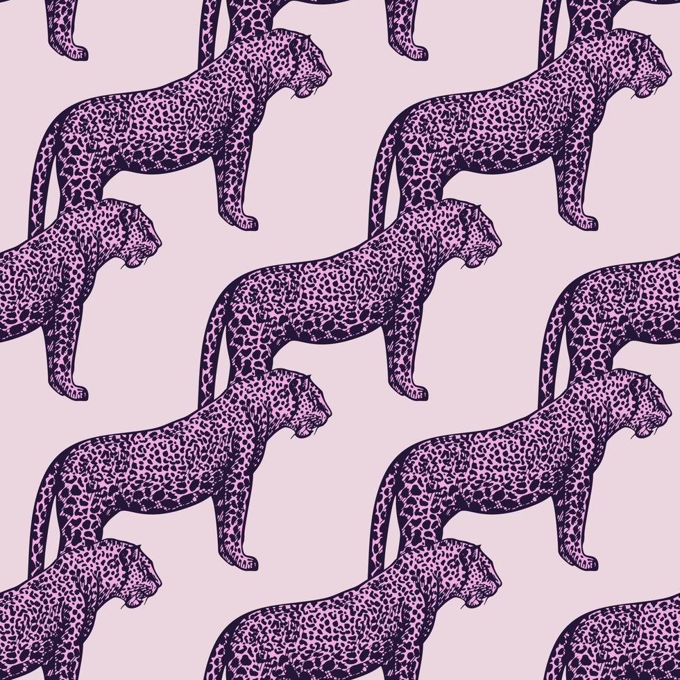 leopard sömlösa mönster. vintage djurliv djur bakgrund. vektor