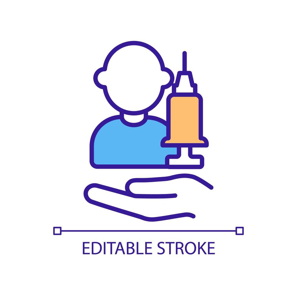 barnvaccinationer rgb färgikon. immunisering av ungdomar. stödja barnets immunförsvar. vaccinationshänsyn. isolerade vektor illustration. enkel fylld linjeritning. redigerbar linje