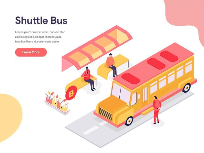 Shuttle Bus Illustration Konzept. Isometrisches Konzept des Entwurfes des Webseitenentwurfs für Website und bewegliche Website Auch im corel abgehobenen Betrag vektor
