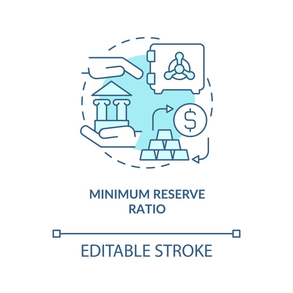Symbol für das Konzept zur Minimierung des Reserveverhältnisses. Anforderungen an das Bankenregulierungssystem. geldpolitik abstrakte idee dünne linie illustration. Vektor isolierte Umrissfarbe Zeichnung. editierbarer Strich
