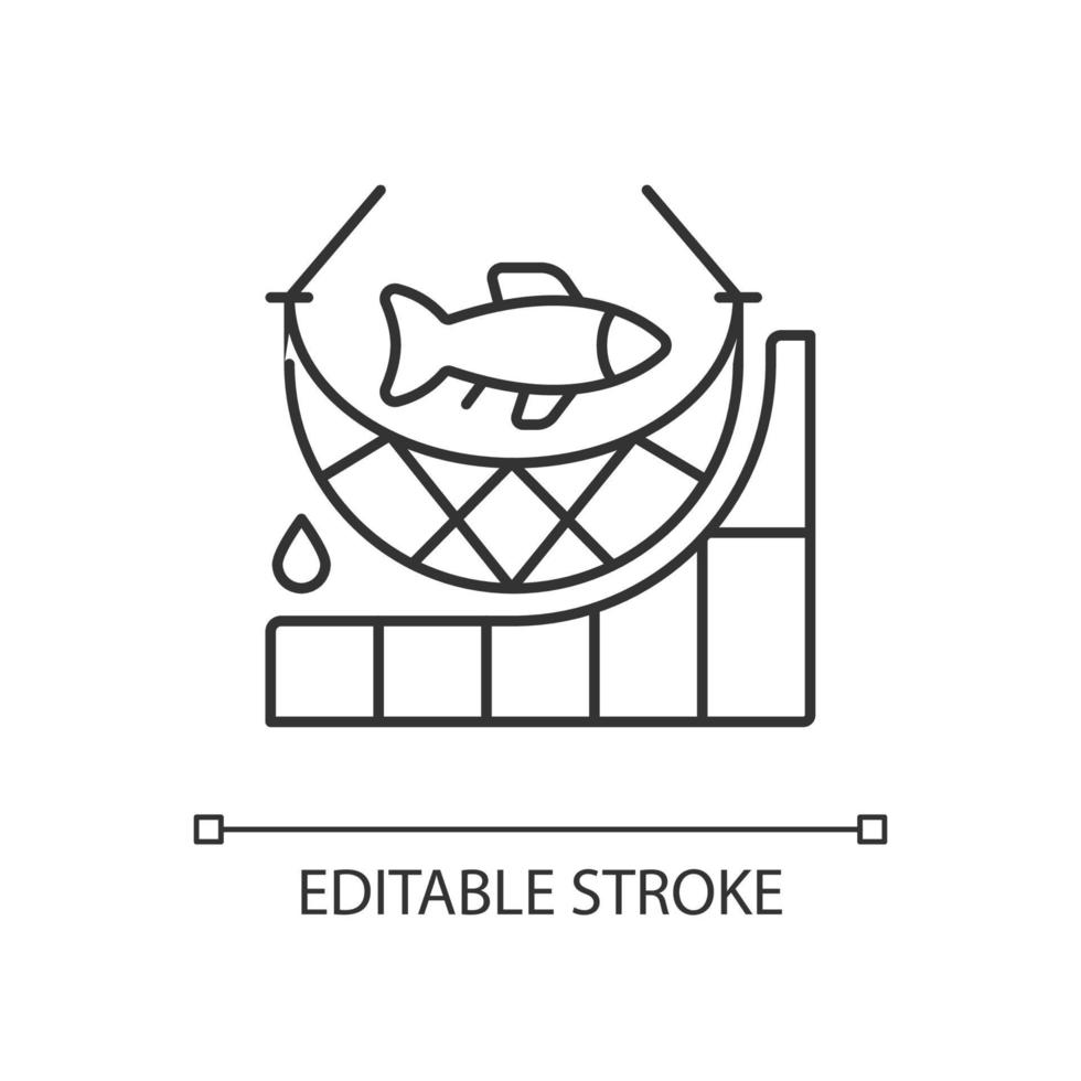 Lineares Symbol für den insgesamt zulässigen Fang. maximale Fischmenge. Regeln und Vorschriften. dünne linie anpassbare illustration. Kontursymbol. Vektor isoliert Umrisszeichnung. editierbarer Strich