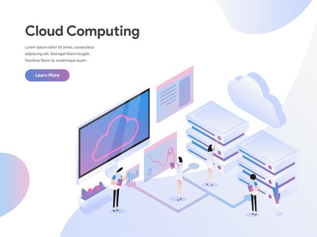 Målsida mall för Cloud Computing Isometric Illustration Concept. Modernt plattdesign koncept av webbdesign för webbplats och mobil website.Vector illustration vektor