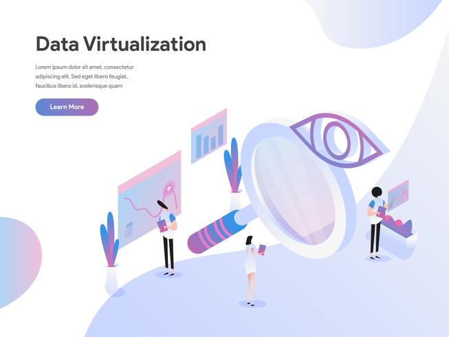 Zielseitenschablone des isometrischen Illustrations-Konzeptes der Daten-Virtualisierung. Isometrisches flaches Konzept des Entwurfes des Webseitendesigns für Website und bewegliche Website Auch im corel abgehobenen Betrag vektor