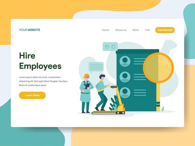 Landingpage-Vorlage von Hire Employees Illustration Concept. Modernes flaches Konzept des Entwurfes des Webseitenentwurfs für Website und bewegliche Website Auch im corel abgehobenen Betrag vektor