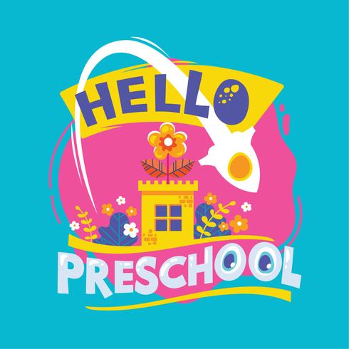 Hallå Preschool Phrase Illustration.Back to School Quote vektor