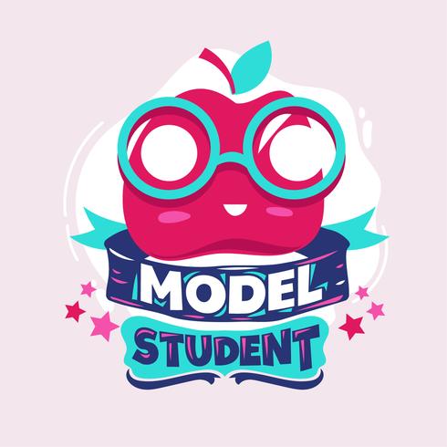 Modell Studentfras med Färgrik Illustration. Tillbaka till skolan citat vektor