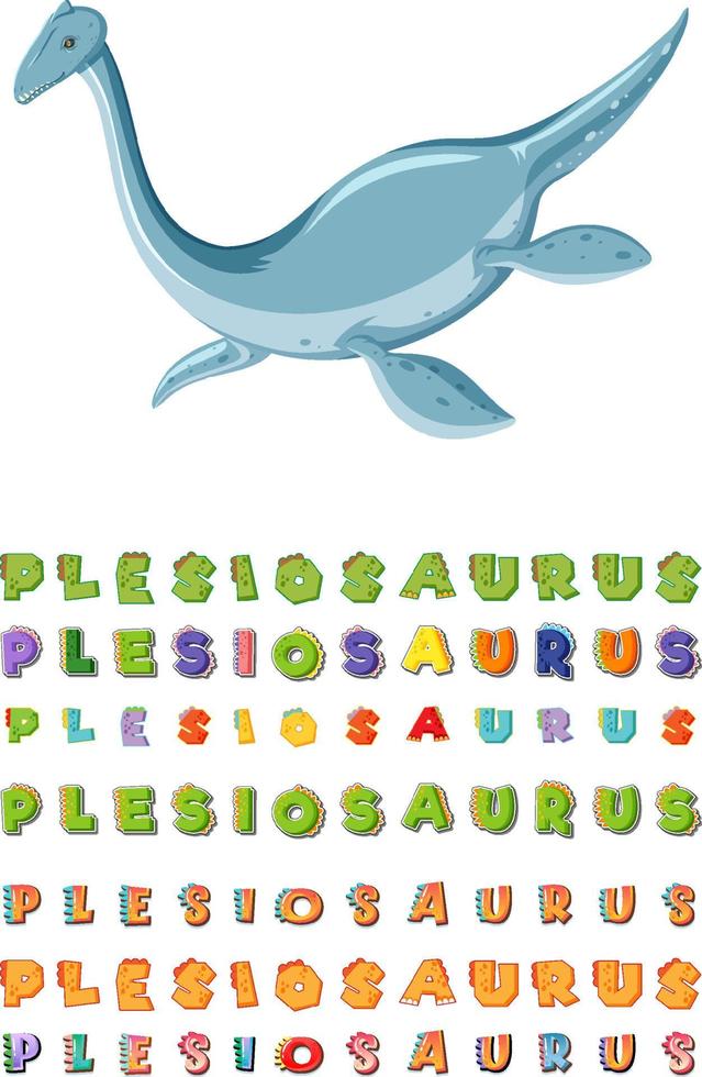 Schriftdesign für Plesiosaurus vektor