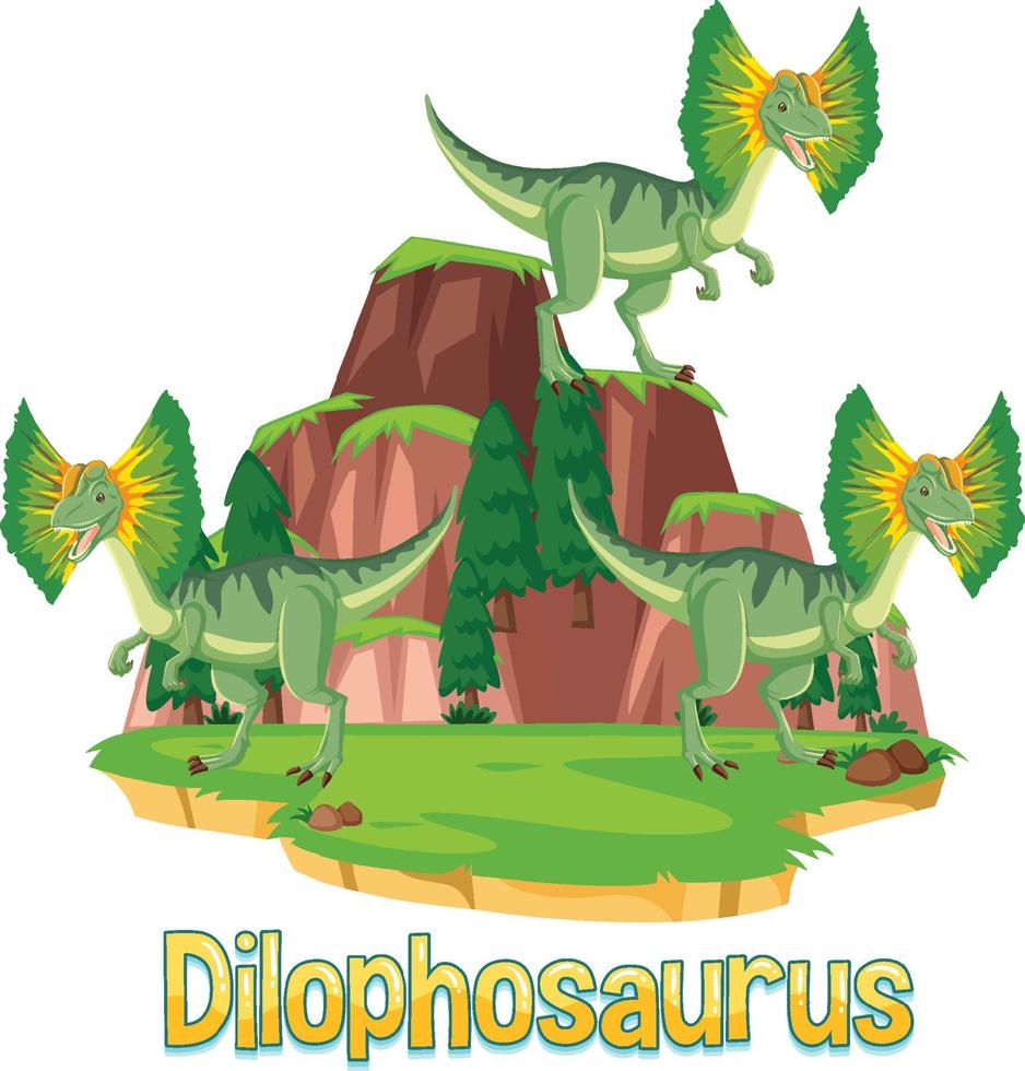 dinosaurieordkort för dilophosaurus vektor