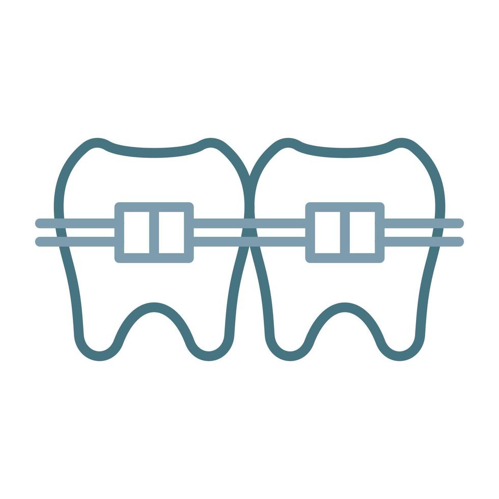 Zahnspange Linie zweifarbiges Symbol vektor