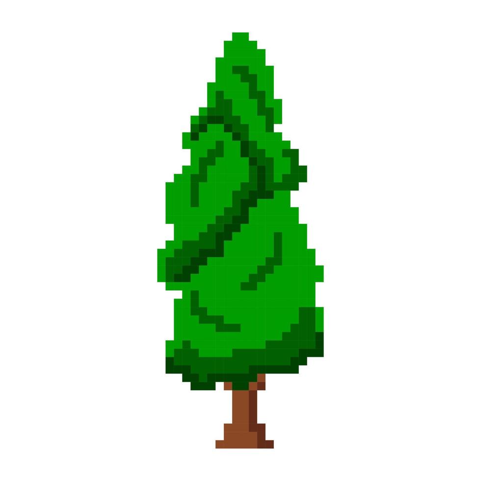 hohe üppige Pixel-Thuja. ein immergrüner Baum mit dekorativer länglicher Krone. Dekoration von Gartengrundstücken und botanischen Vektorparks. vektor