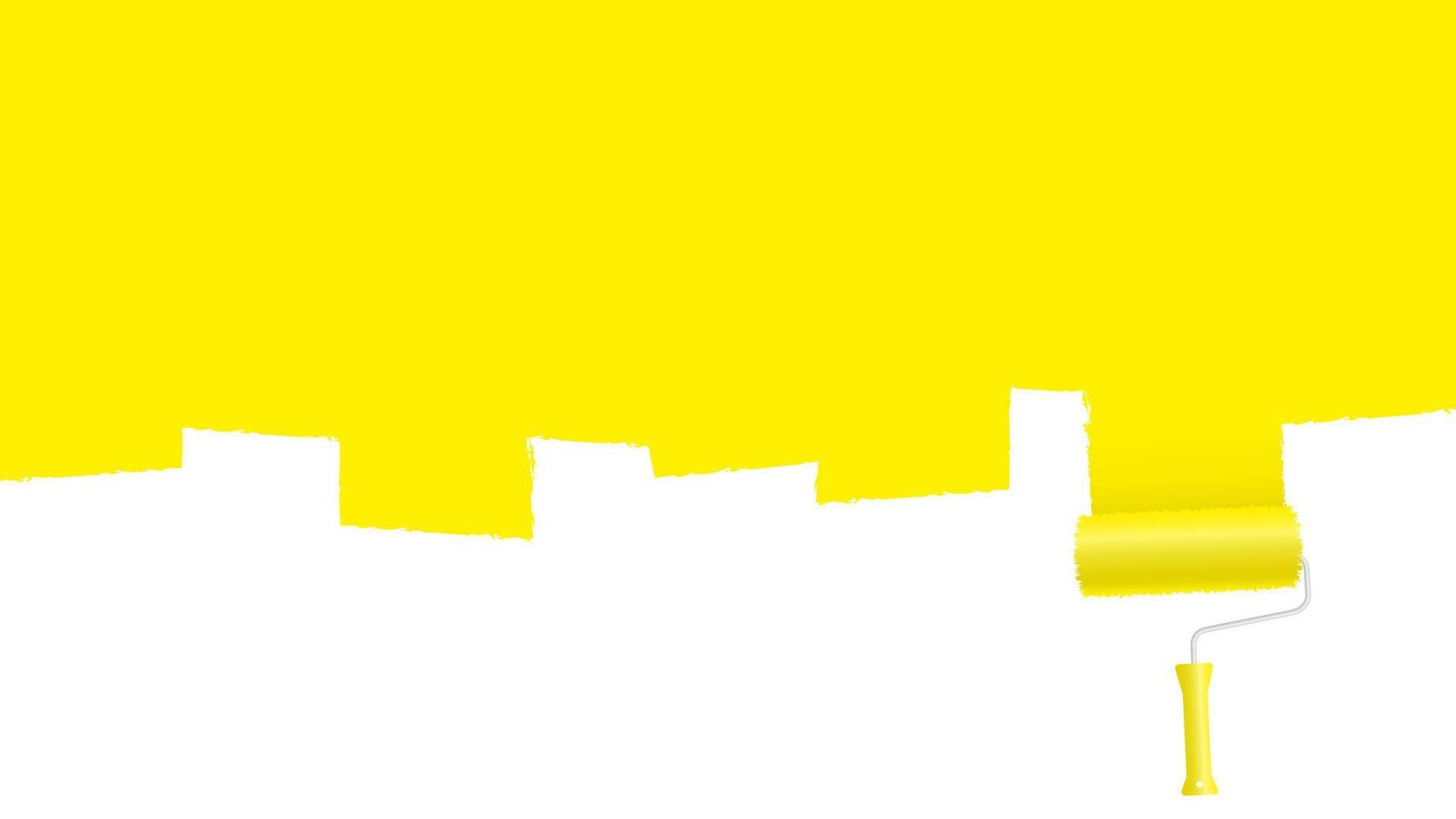 målarrulle målar gul yta banner. kreativ väggmålning i hem- och kontorsrenovering. abstrakt bildkonst av trendig vektorimpressionism vektor