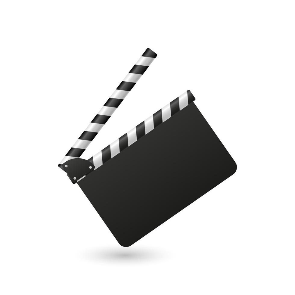 Symbol für die Filmklappe. schwarze Kameraausrüstung Streifen Medienproduktion für Zeiten Filmproduktion und Storyboard-Video-Vektorszenen vektor