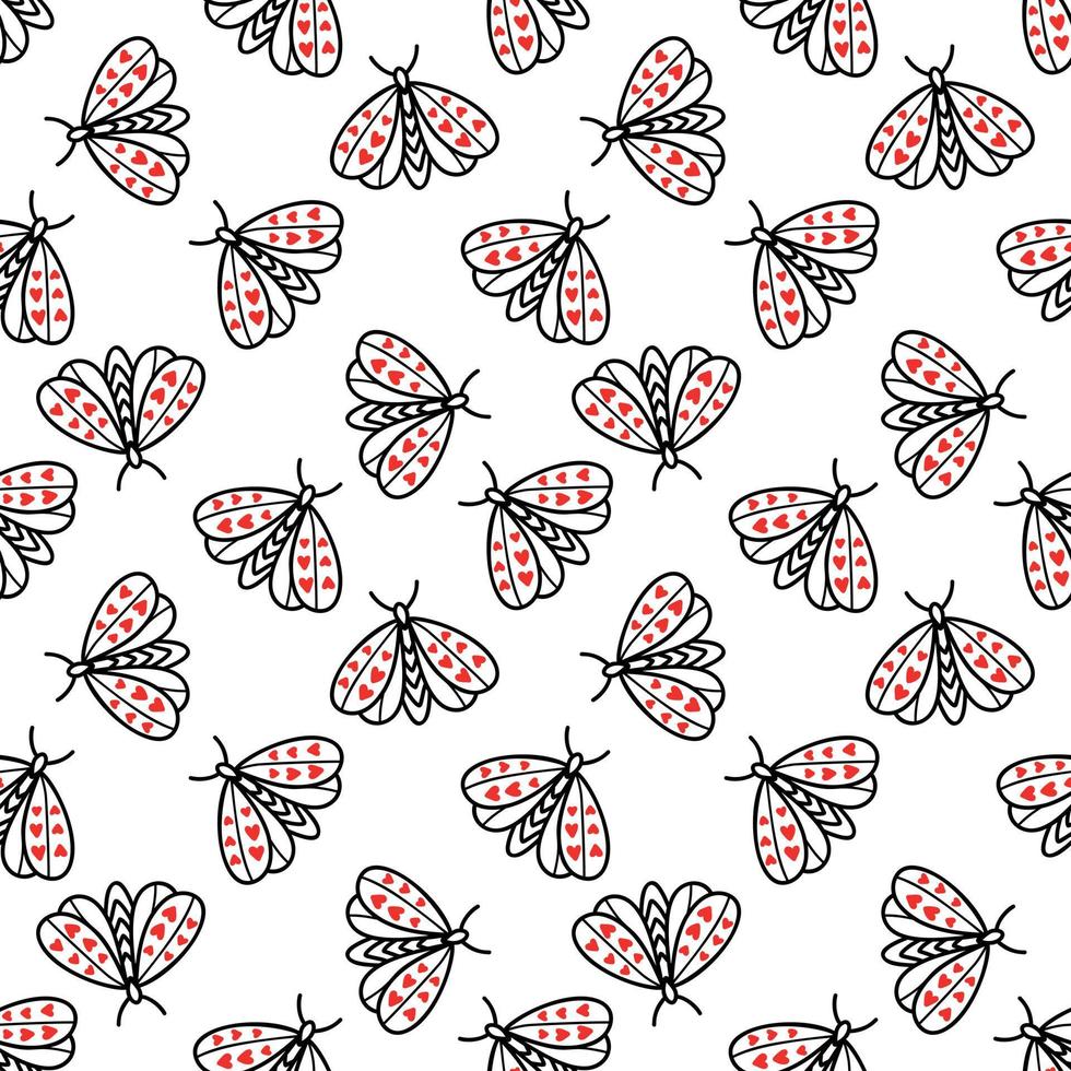 seamless mönster med fjärilar och nattfjärilar vektor