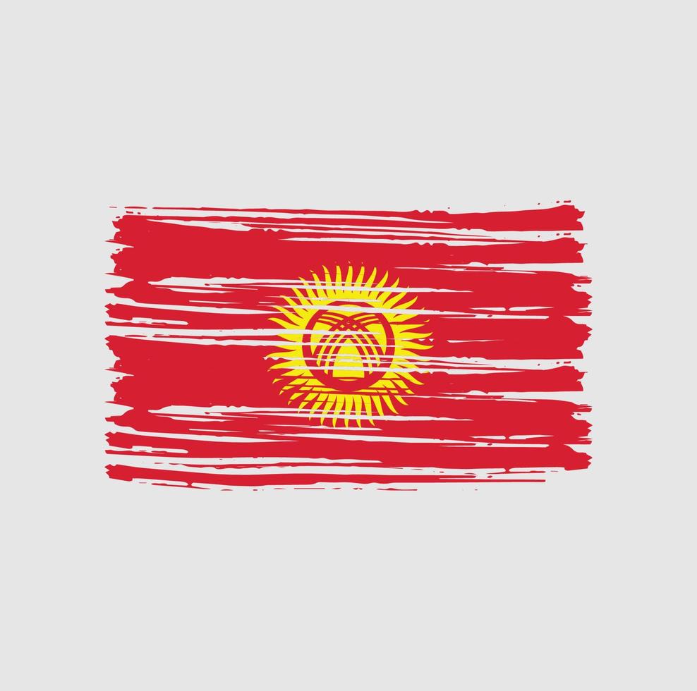 Pinselstriche der kirgisischen Flagge. Nationalflagge vektor