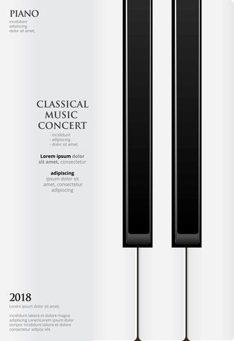 Musik Grand Piano Poster Bakgrundsmall Vektor illustration