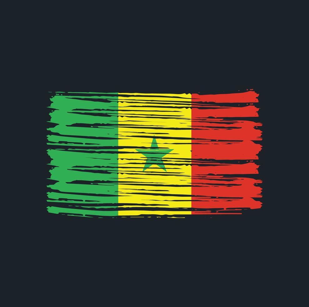 senegalska flaggan penseldrag. National flagga vektor