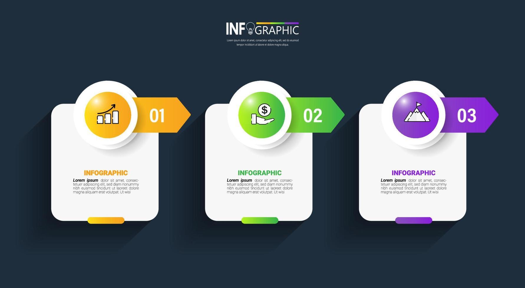 Business Infografiken-Vorlage in drei Schritten vektor