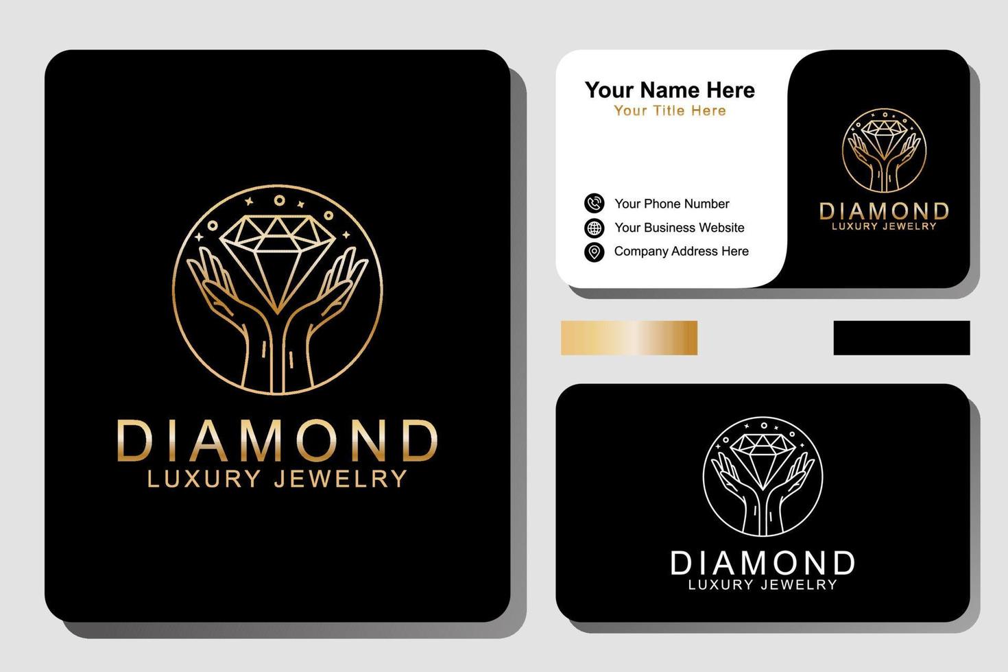 lyxiga diamantsmycken med hand line art logotyp design vektor mall