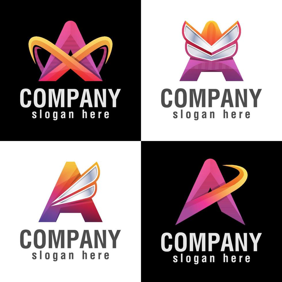 gradient bokstav en vektor logotyp formgivningsmall. vingar logotyp kreativt koncept. rörlig idé logotyp samling