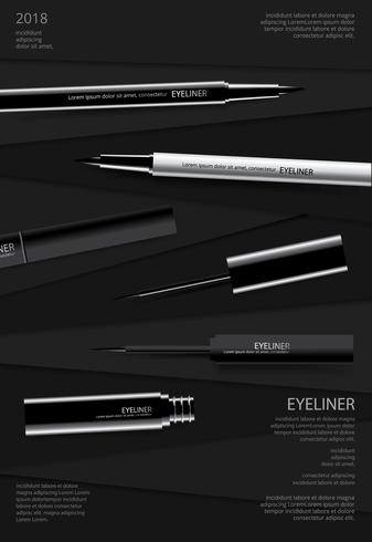 Kosmetisk Eyeliner med Förpackning Poster Design Vektor Illustration