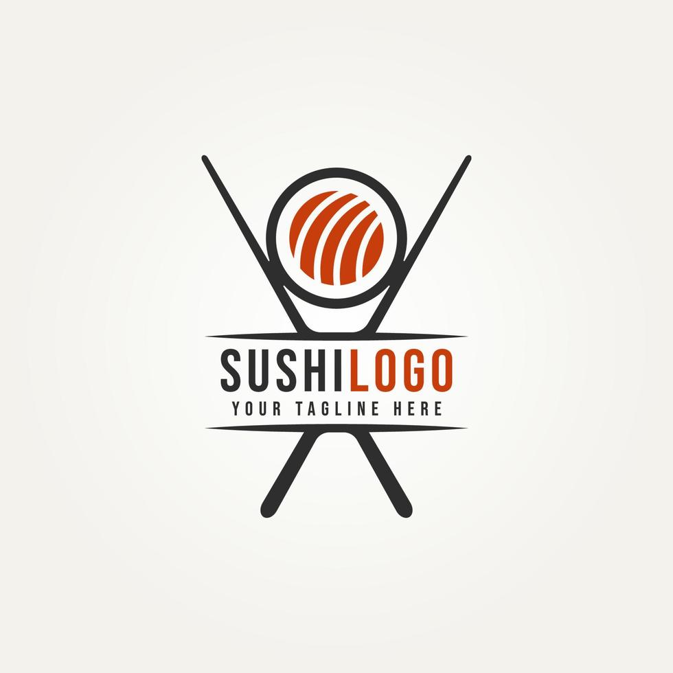 sushi japansk mat minimalistisk logotypdesign vektor