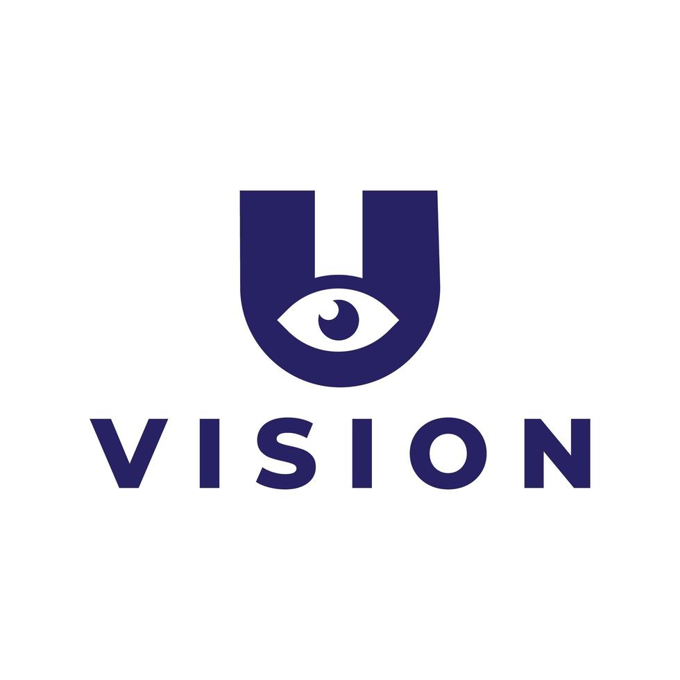 logotypdesign för bokstaven u öga vektor