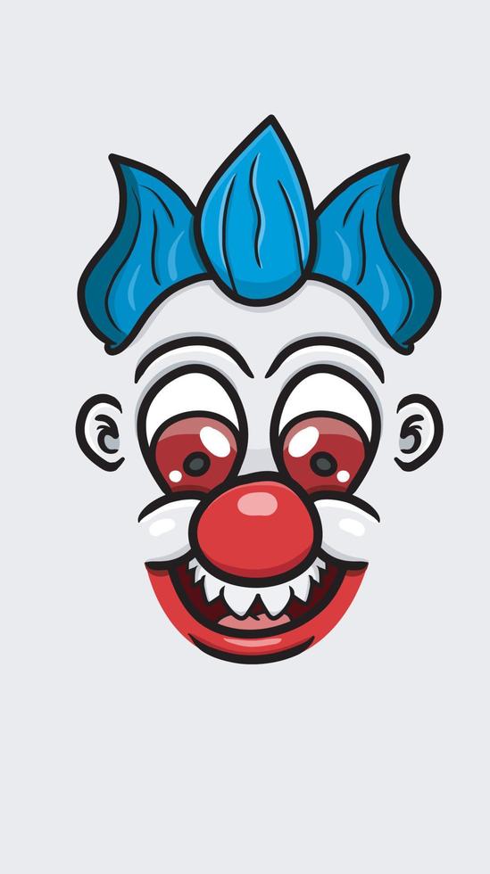 söt tecknad vit clown ansikte med roliga uttryck. vektor affisch tapet bakgrund.