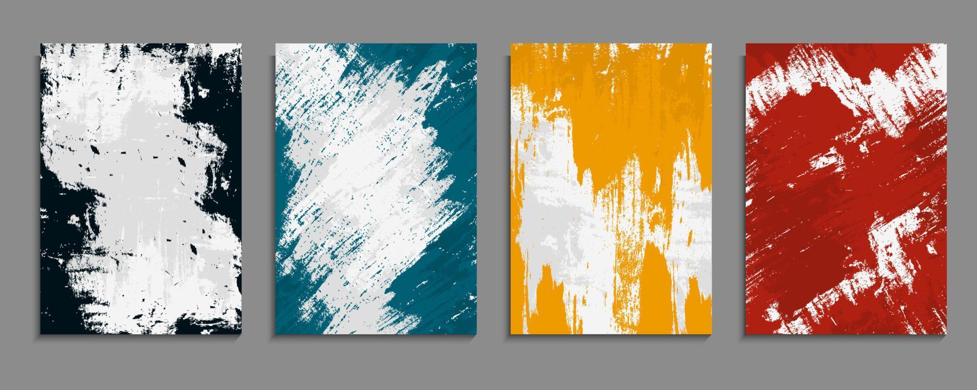 uppsättning färgglada grunge texturerad formgivningsmall i vit bakgrund. kan användas för banner, tapet eller affischmall vektor