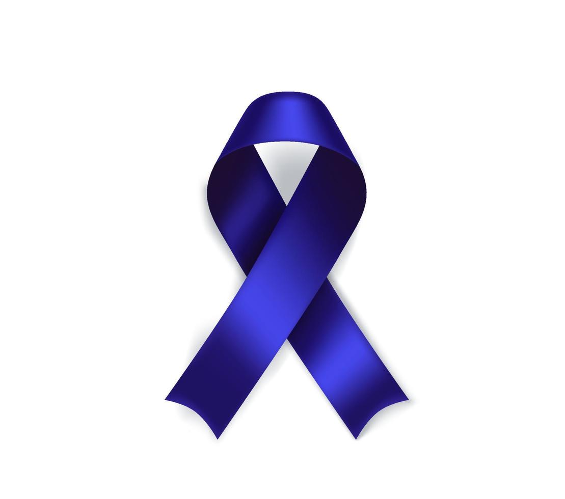 tjocktarmscancer medvetenhet symbol. mörkblått band isolerad på vit bakgrund vektor
