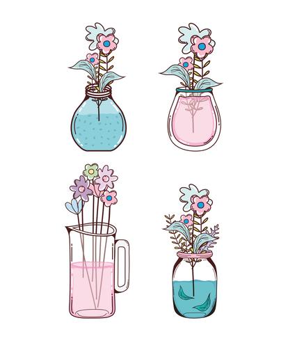 Reihe von Blumen Cartoons vektor