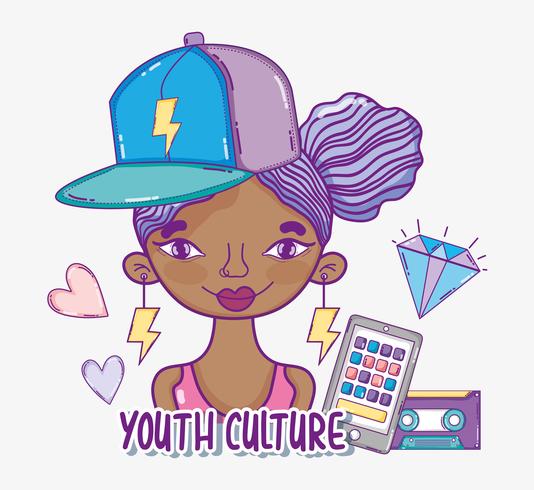 Millenial Frauenkarikatur der Jugendkultur vektor