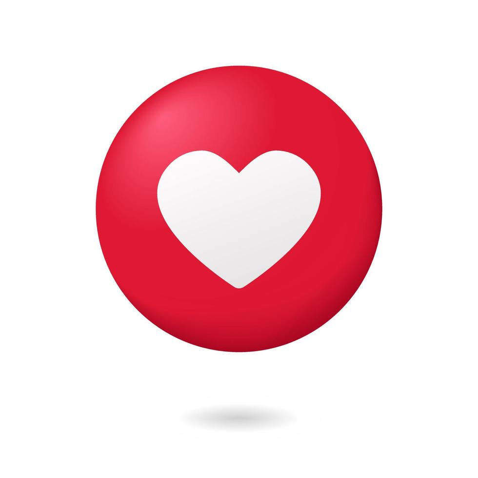 Vektor-Illustration von 3D-Herz-Symbol in Kreisform. geeignet für soziale Medien wie Schaltflächen, Liebes- und Dating-App-Elemente und Valentinsverzierungen. vektor