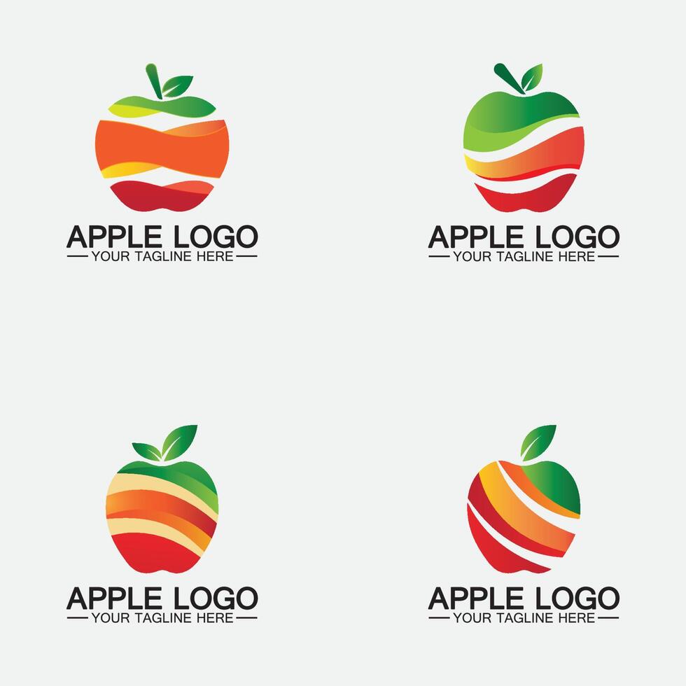 Apple-Logo setzen. Obst gesundes Essen design.Apple-Logo-Design-Inspirationsvektorvorlage vektor