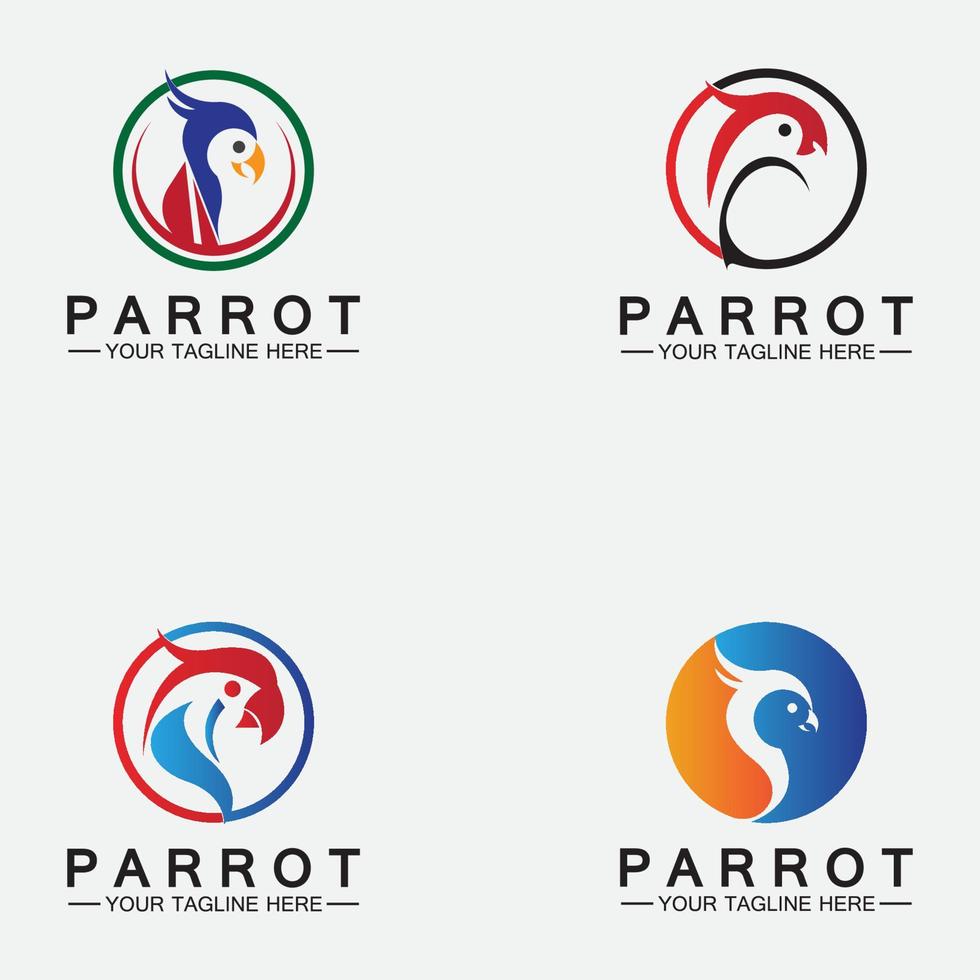 ställa in papegoja logotyp design vektor mall