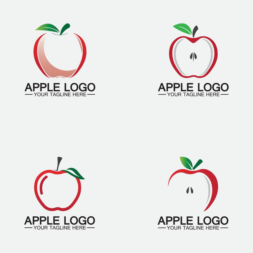 Apple-Logo setzen. Obst gesundes Essen design.Apple-Logo-Design-Inspirationsvektorvorlage vektor