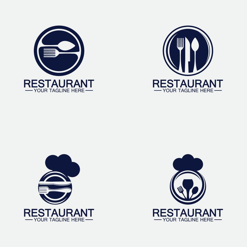 Restaurant-Logo mit Löffel- und Gabel-Symbol, Menü-Design-Essen-Getränk-Konzept für Café-Restaurant vektor