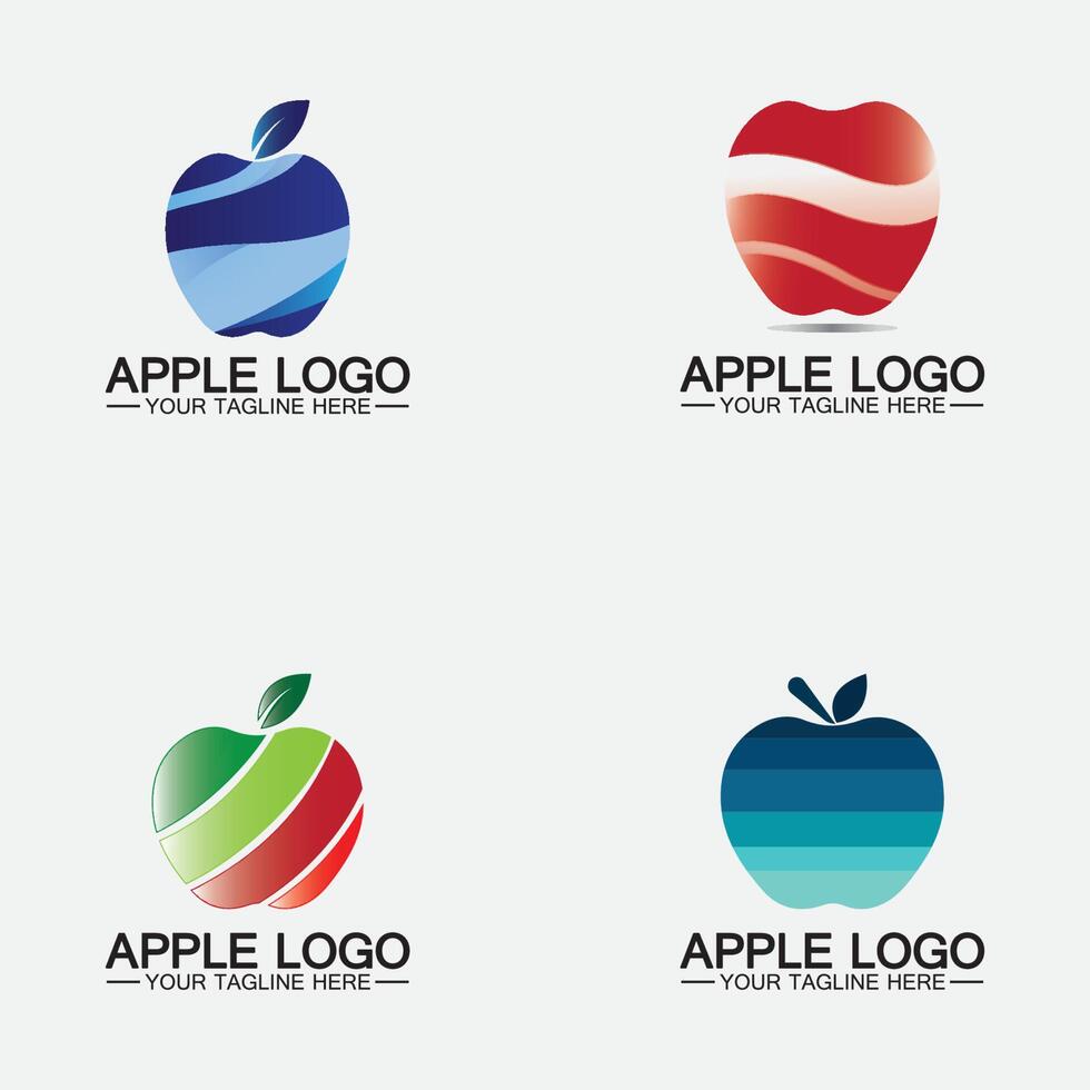 Apple-Logo setzen. Obst gesundes Essen design.Apple-Logo-Design-Inspirationsvektorvorlage vektor