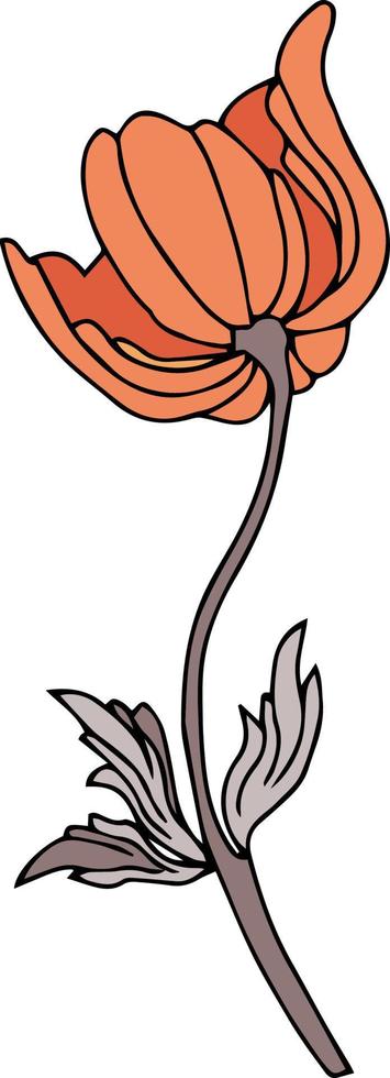 Vektormuster von Mohnblumen mit Blättern. Botanische Illustration für Tapeten, Textilien, Stoffe, Kleidung, Papier, Postkarten vektor
