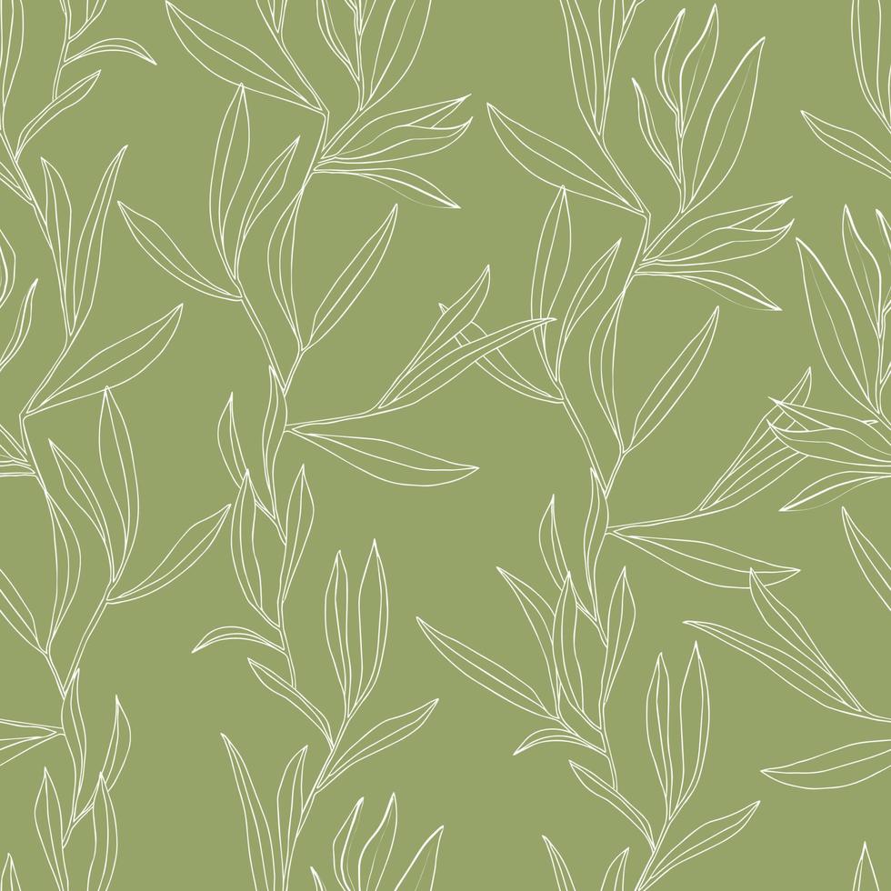 vektor seamless mönster med löv. botanisk illustration för tapeter, textil, tyg, kläder, papper, vykort