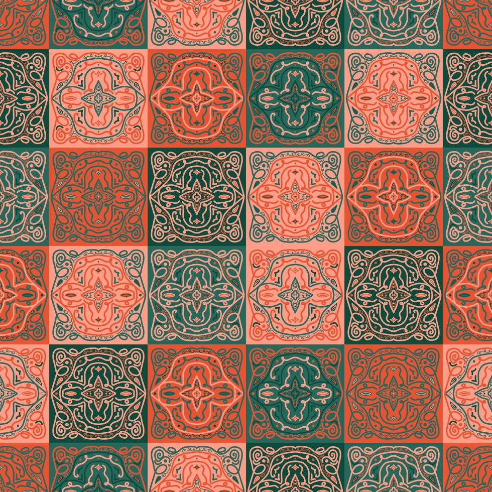 keramiska plattor i patchwork stil vektor sömlösa mönster etniska bakgrunder