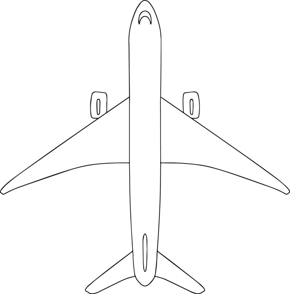 Weißes Flugzeug Draufsicht Vektor isolierte Skizze