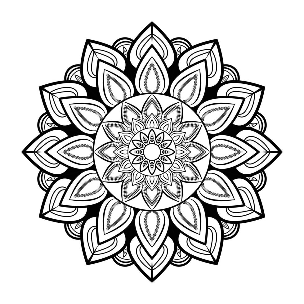 Mandala-Rahmen-Hintergrund-Kreis-Design mit schwarz-weißer Farbe vektor