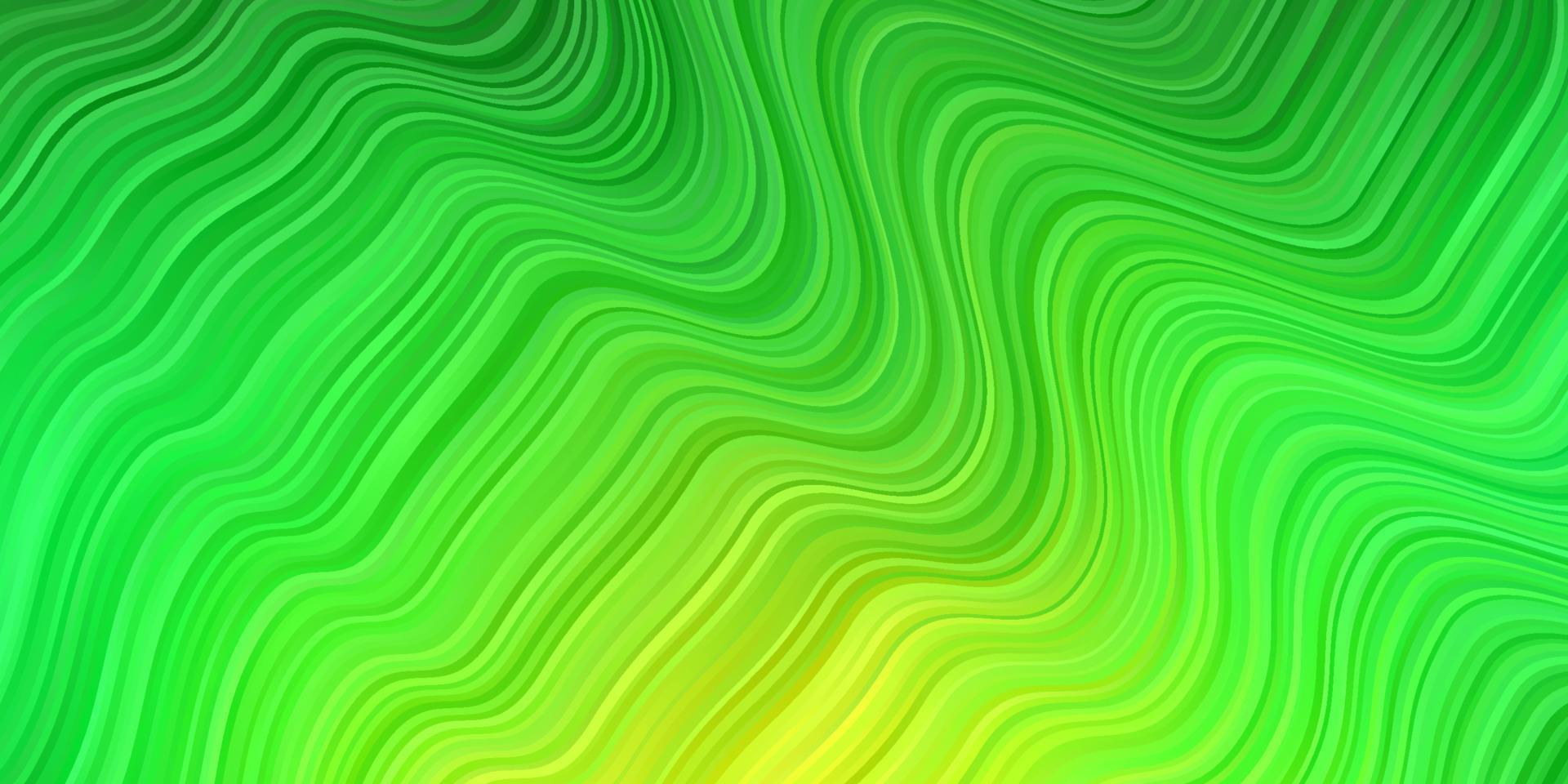 hellgrüner, gelber Vektorhintergrund mit gebogenen Linien. vektor