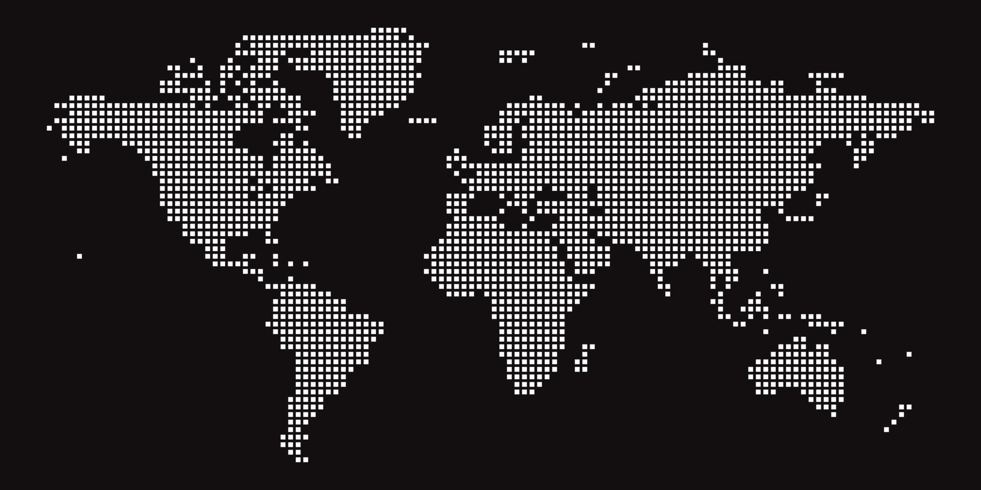 Weltkarte auf schwarzem Hintergrund. Weltkartenvorlage mit Kontinenten, Nord- und Südamerika, Europa und Asien, Afrika und Australien vektor