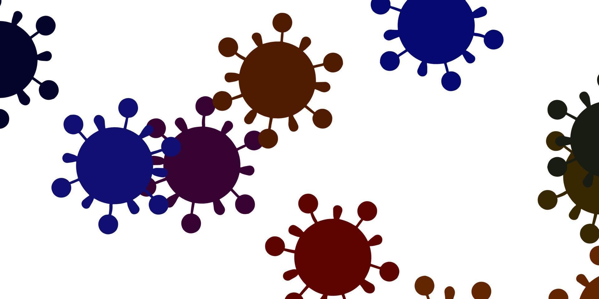 hellblauer, gelber Vektorhintergrund mit Virensymbolen. vektor
